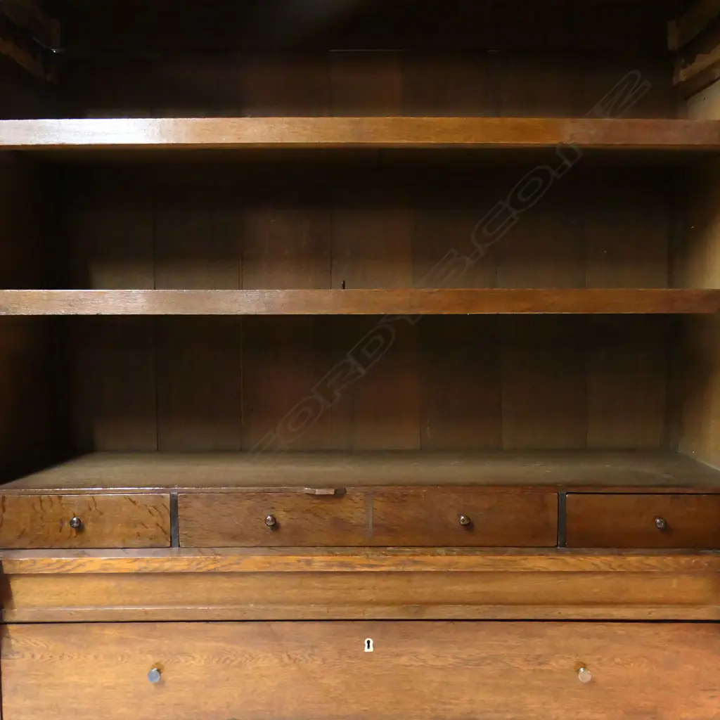 A large 19thC European Belgium, Flanders oak linen press, c.1880 Image 1++